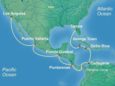 Celebrity Cruise Line Panama Canal Cruise Map