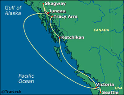 Carnival Cruise Line Alaska Cruise Map