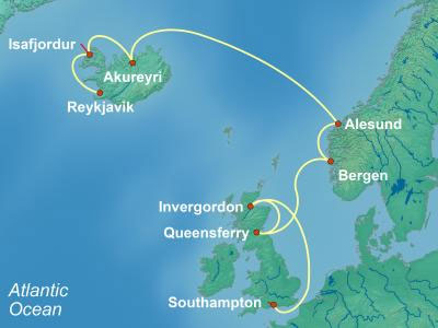 NCL Iceland and Norway Cruise Map