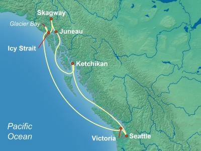 Norwegian Cruise Line Alaska Cruise map