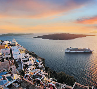 NCL Cruise ship Santorini Greece