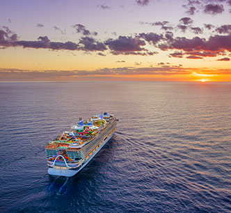 Royal Caribbean Cruise ship at sunset