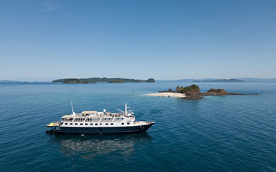 UnCruise Adventures Safari Voyager anchored in remote cove