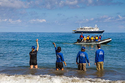 UnCruise Adventures Safari Voyager anchored in remote cove