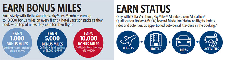 delta vacations earn bonus miles on trips
