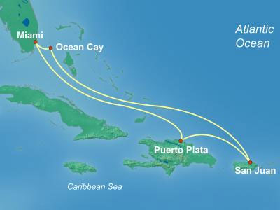 MSC Cruises Eastern Caribbean cruise map