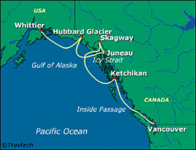 NCL Alaska Cruise Map