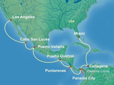 NCL Panama Canal Cruise Map