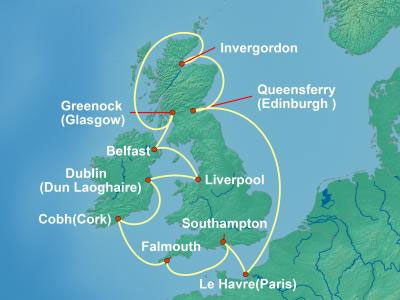 Princess UK Cruise Itinerary Map
